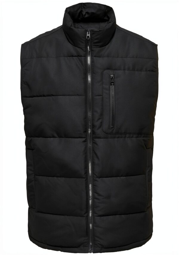 Gilet matelassé sans manches ONLY SONS Homme Noir Polyester-0