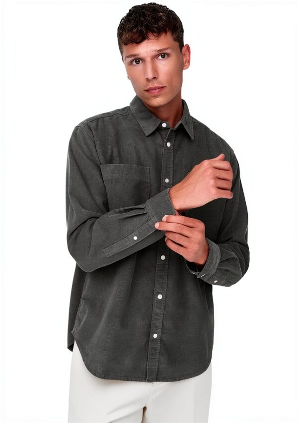 Chemise homme ONLY SONS loisirs confortable gris argenté-5
