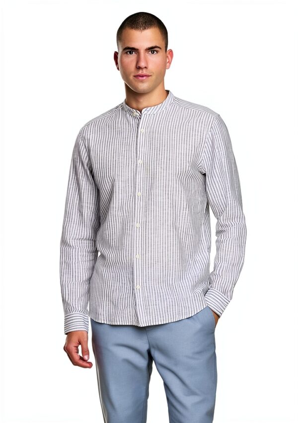 Chemise lin Bestseller manches longues fermeture boutonnée-2