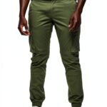 Pantalon cargo homme Bestseller coupe affinée olive-0