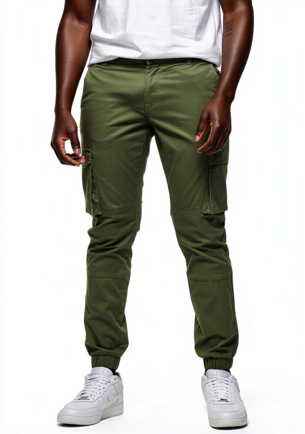 Pantalon cargo homme Bestseller coupe affinée olive-0