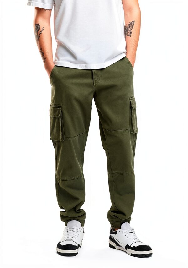 Pantalon cargo homme Bestseller coupe affinée olive-3