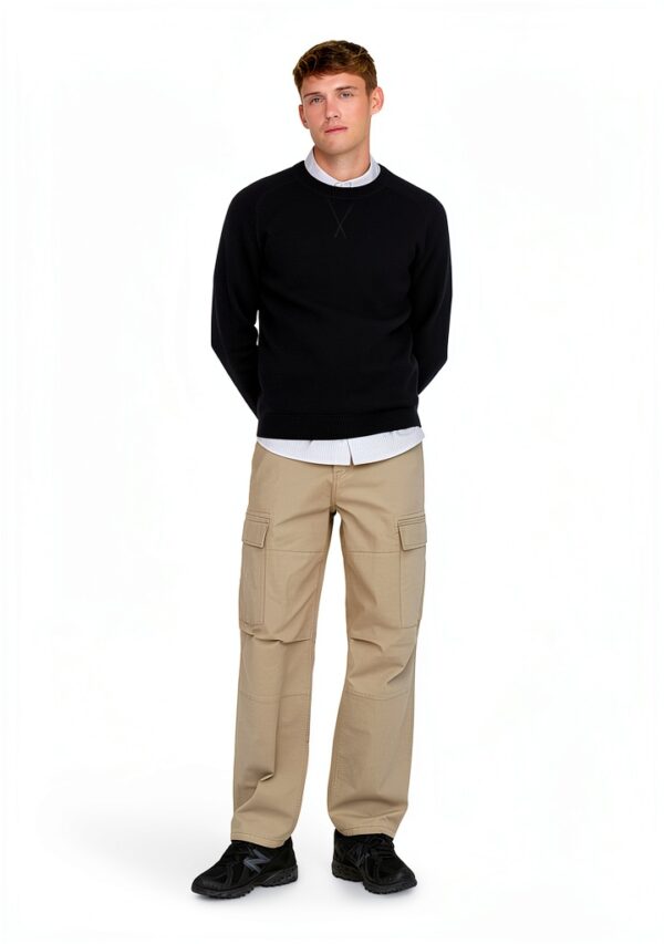 Pantalon cargo homme ONLY SONS coton recyclé noir chinchilla-1