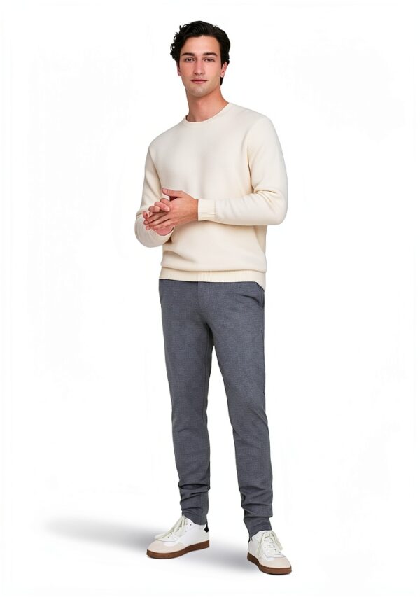 Pantalon Bestseller Coupe Ajustée Viscose Homme Robe Bleue-4