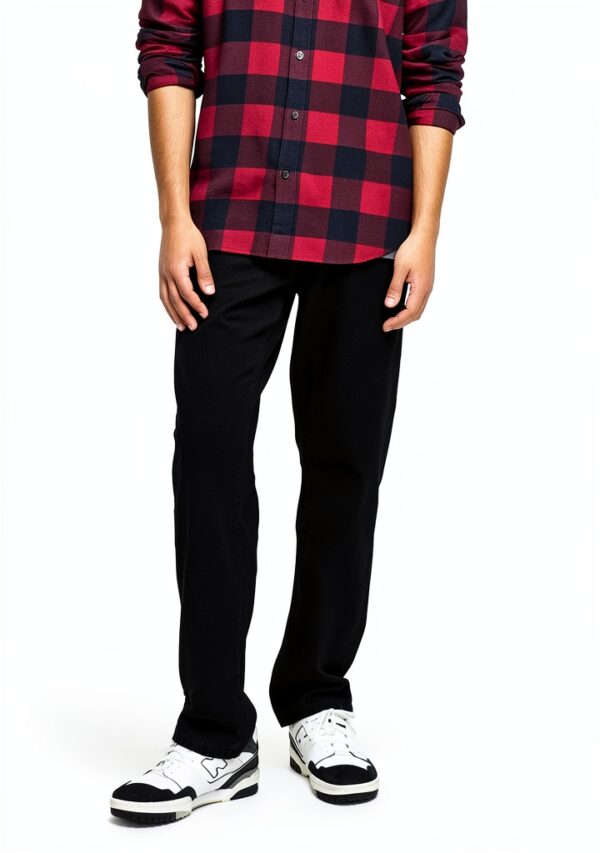 Bestseller Jean Homme Coupe Droite 100 Coton Noir Denim-2